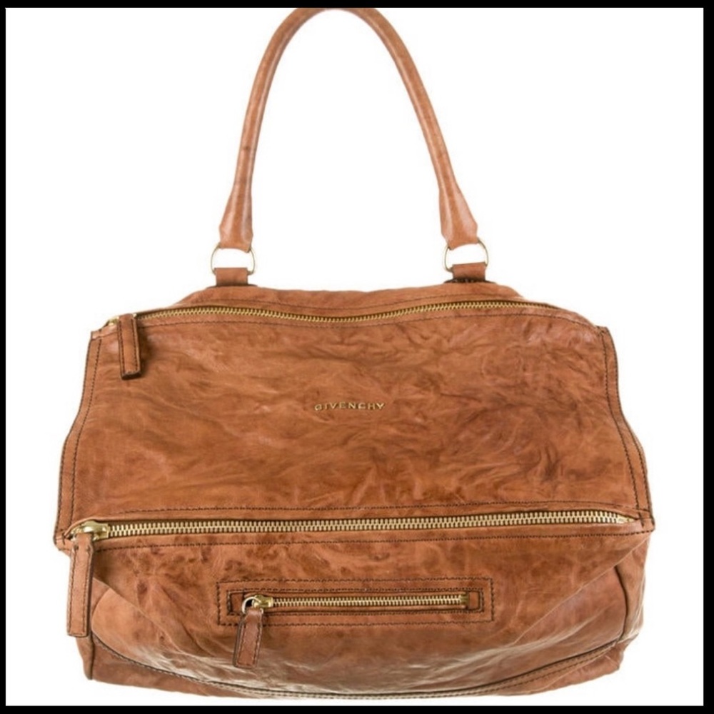 Givenchy Brown Leather Shoulder Bag with Gold Hardware